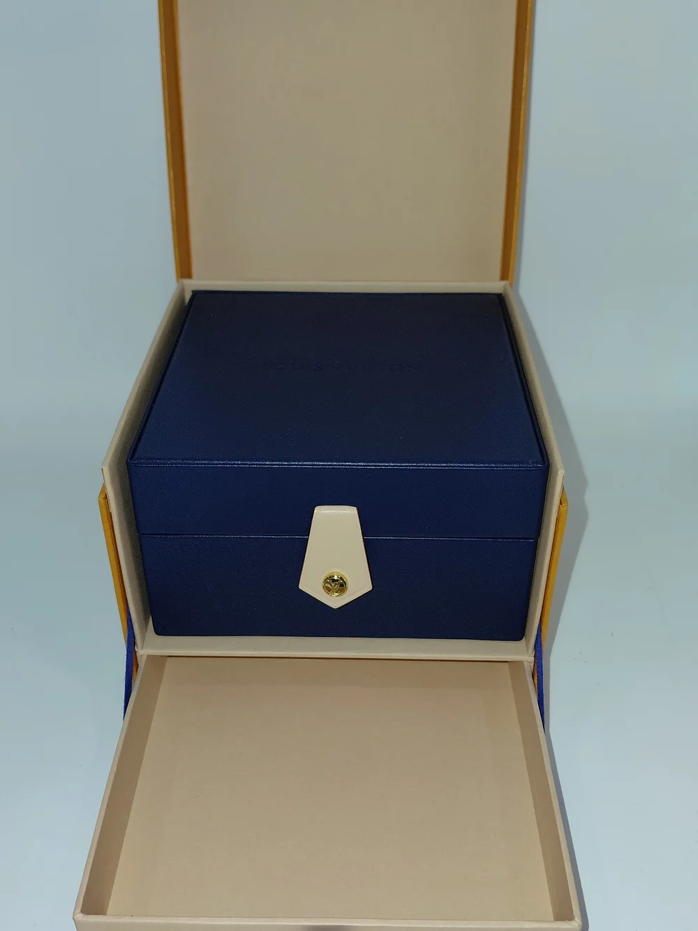 Louis Vuitton Jewelry Storage Box In Signature Orange And Navy Blue GUC!